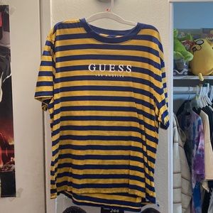 Blue and yellow stripped Guess shirt